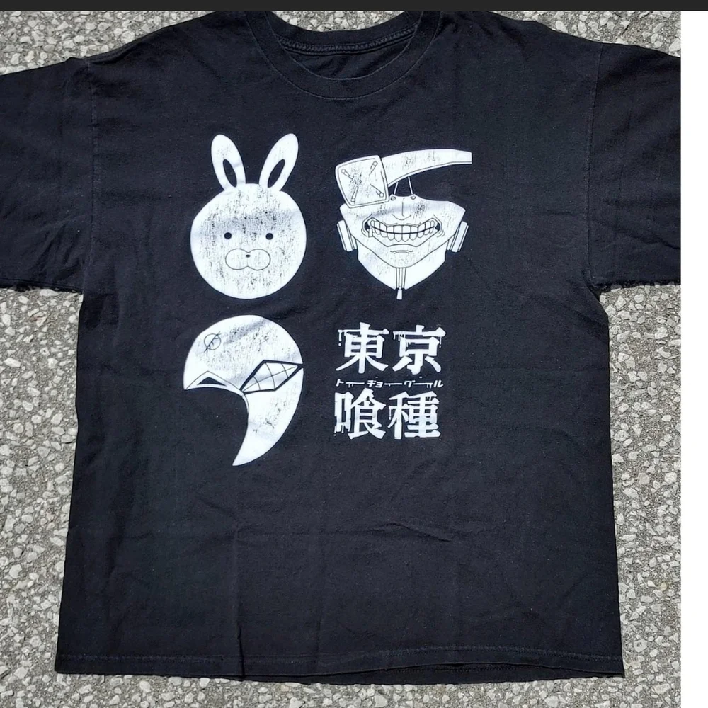 Vtg 2017 Tokyo Ghoul Ken Kaneki Anime Graphic T-Shirt XL Black Pierrot - Picture 2 of 4
